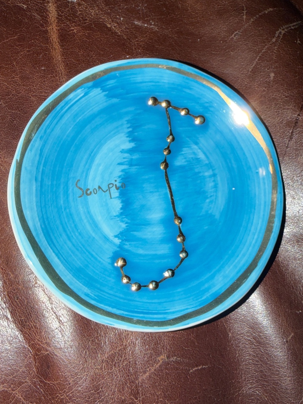 ♥️Star Sign Trinket Dish Scorpio Ceramic Trinket Dish with Gold Constellation